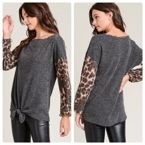 NEW Trendy Charcoal Grey/Leopard Tunic